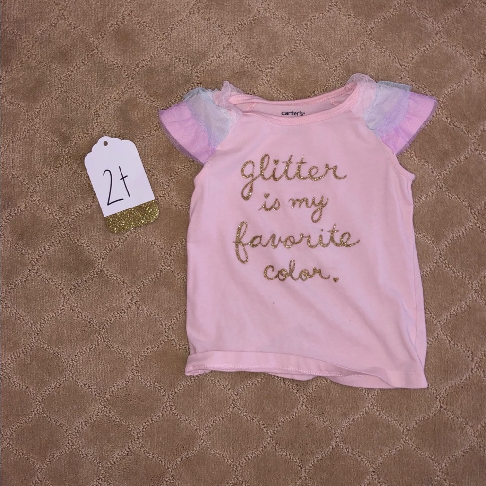 Pink T-shirt with ruffled sleeves